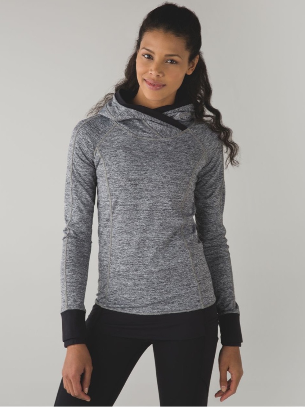 Lululemon Think Fast Hoodie Size 2 in Space Dye Camo Black Dark Slate / Black